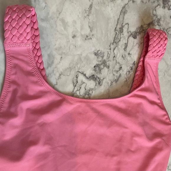 SOLID & STRIPED PINK SWIMWEAR *NWT* SizeM Braided Straps & Backless Detailing - Picture 5 of 14